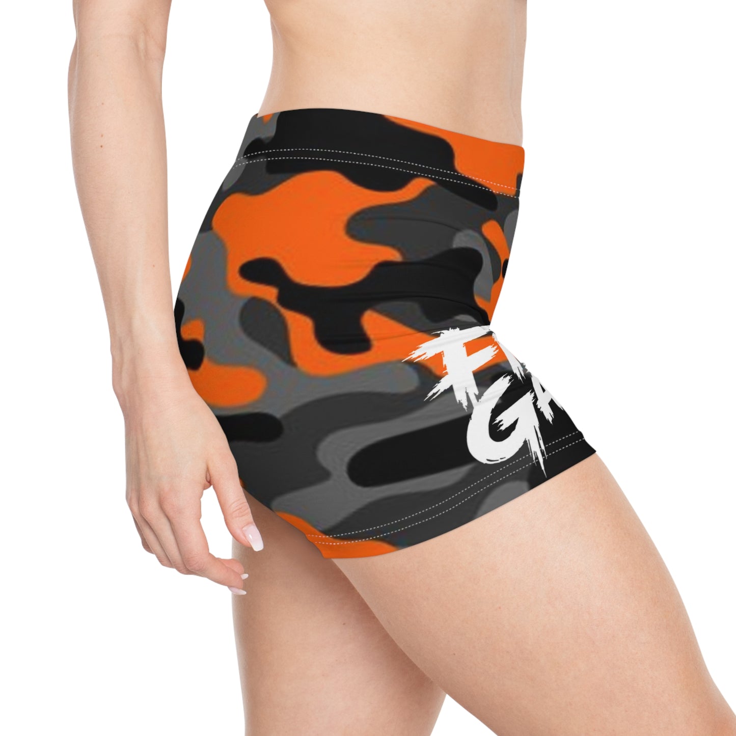 Orange Camo | Fish Gang | Women's Shorts | Swim/Activewear