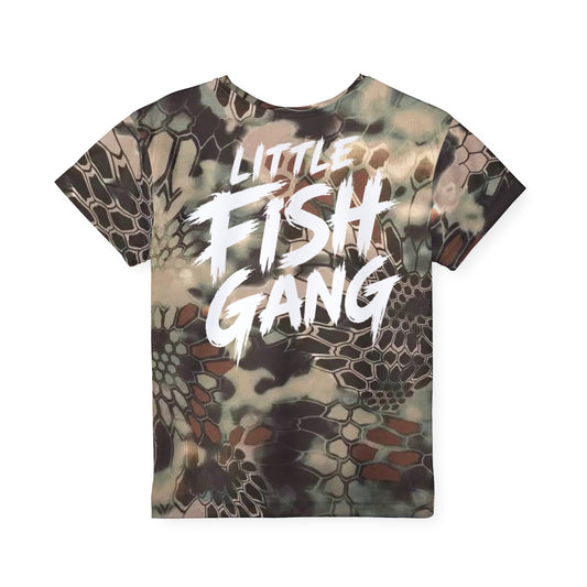 Kids Long Sleeve 100% Polyester Shirt | Little Fish Gang | Kryptek Camo