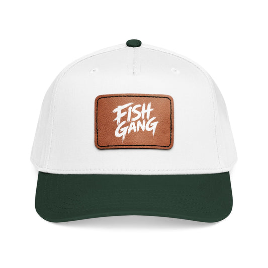 Mid Profile Baseball Cap with Leather Patch (Fish Gang)