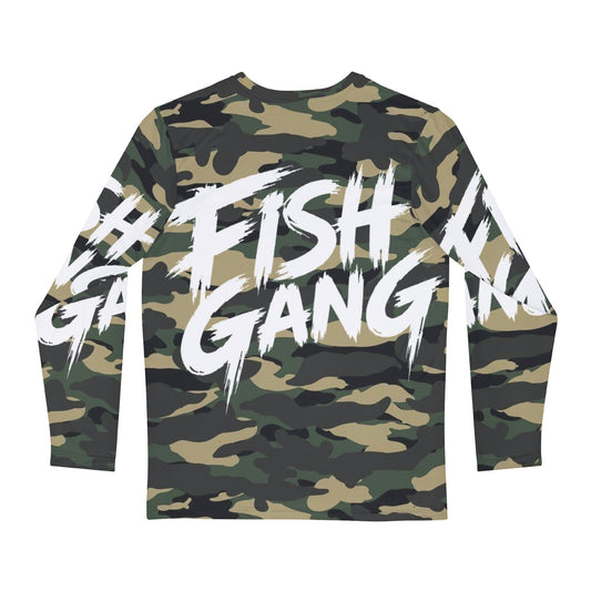 Fish Gang | Long Sleeve Shirt 100% Polyester | Green Camo