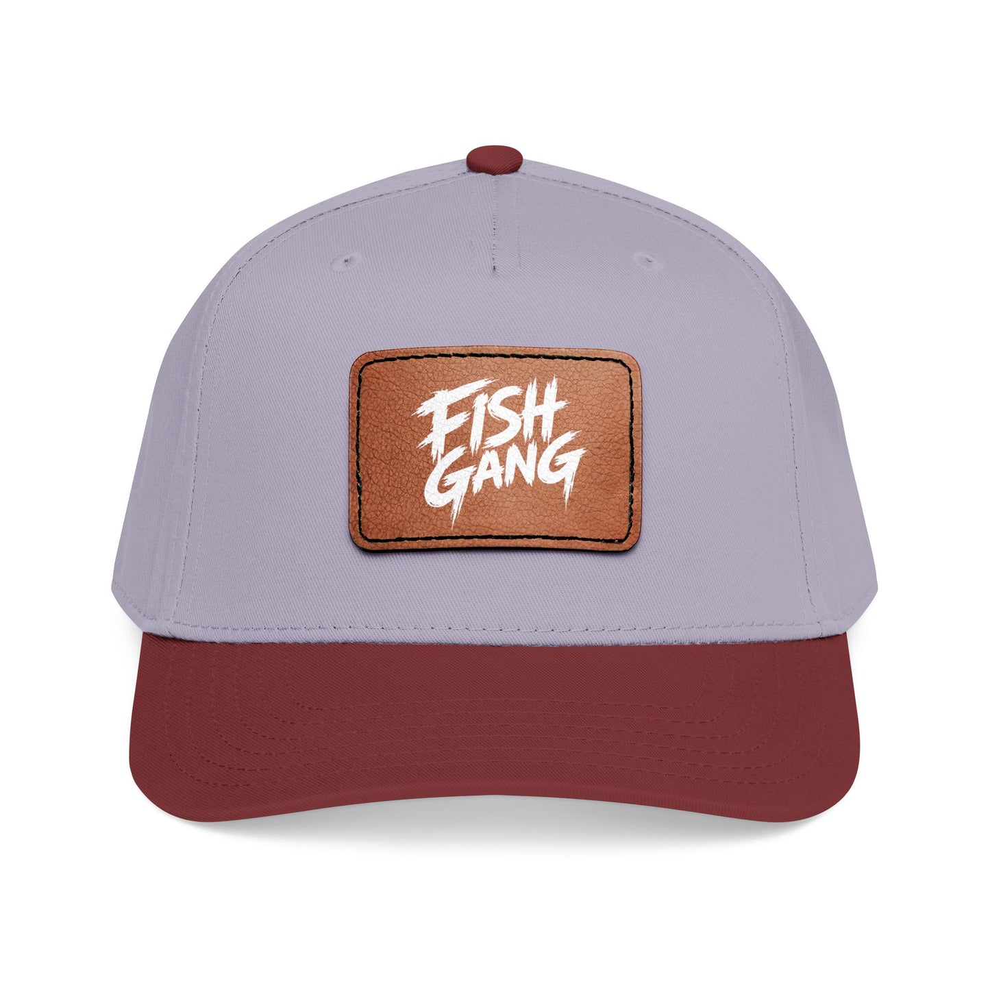 Mid Profile Baseball Cap with Leather Patch (Fish Gang)