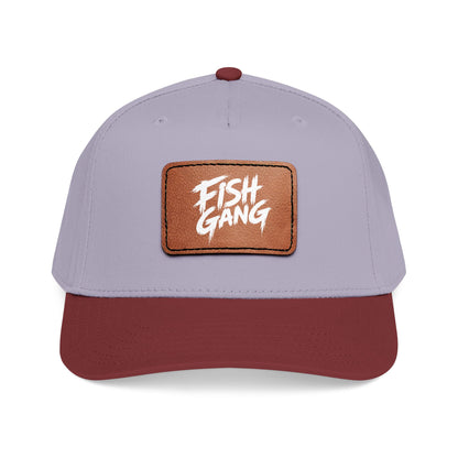 Mid Profile Baseball Cap with Leather Patch (Fish Gang)