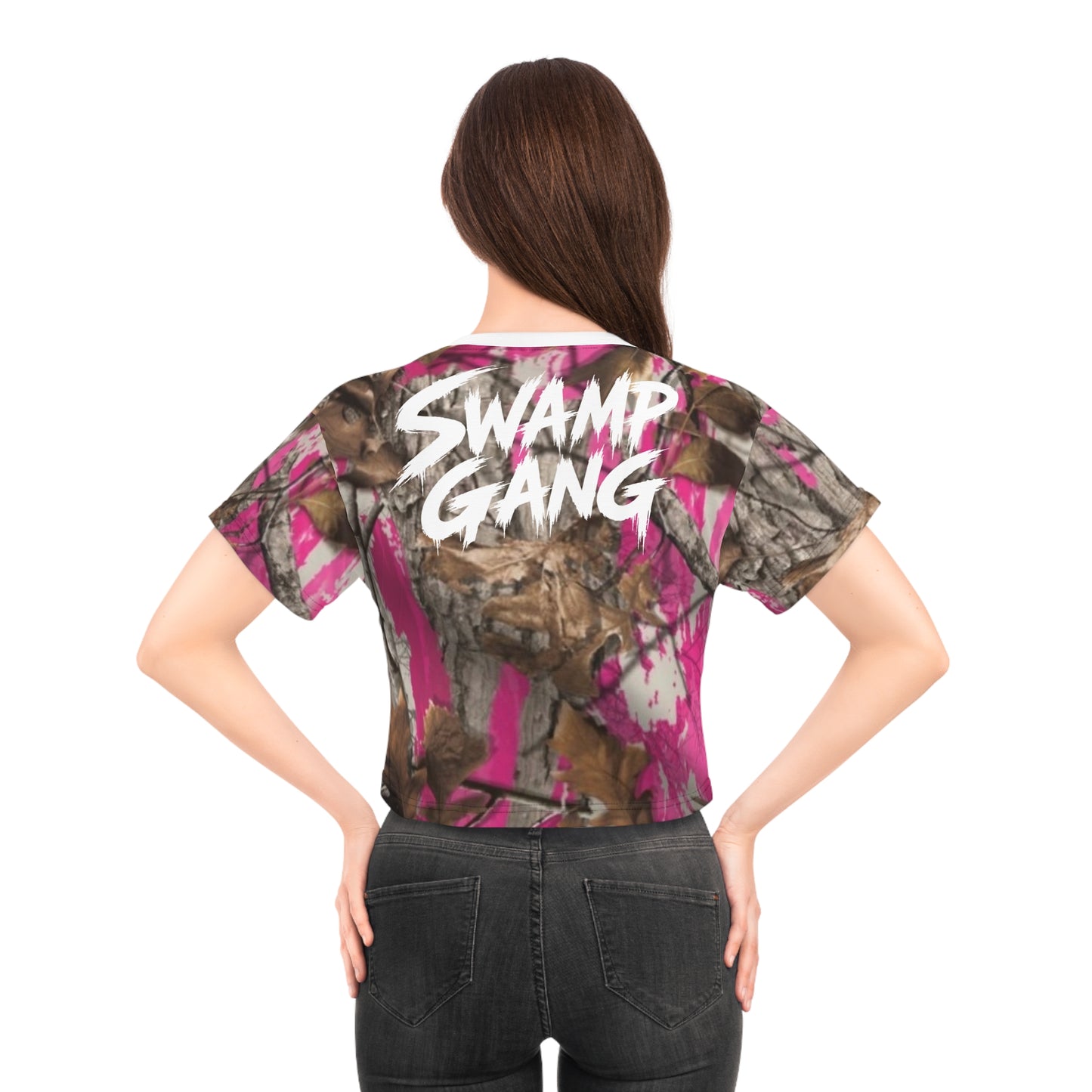 Women’s Crop Tee | Swamp Gang | Pink Mossy Oak Camo