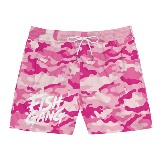 Men's Mid-Length Swim Shorts | Fish Gang | Pink Camo