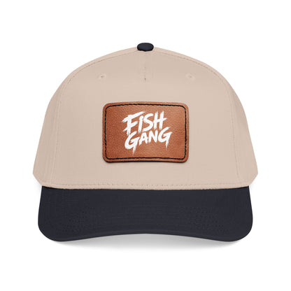 Mid Profile Baseball Cap with Leather Patch (Fish Gang)