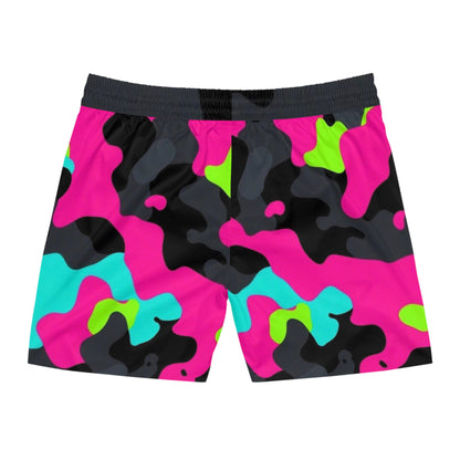 Men's Mid-Length Swim Shorts | Fish Gang | Neon Mix