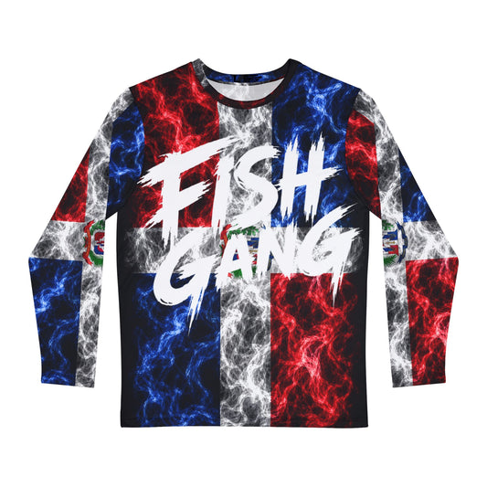 Men's Long Sleeve Shirt | Fish Gang | Dominican Flag | 100% polyester