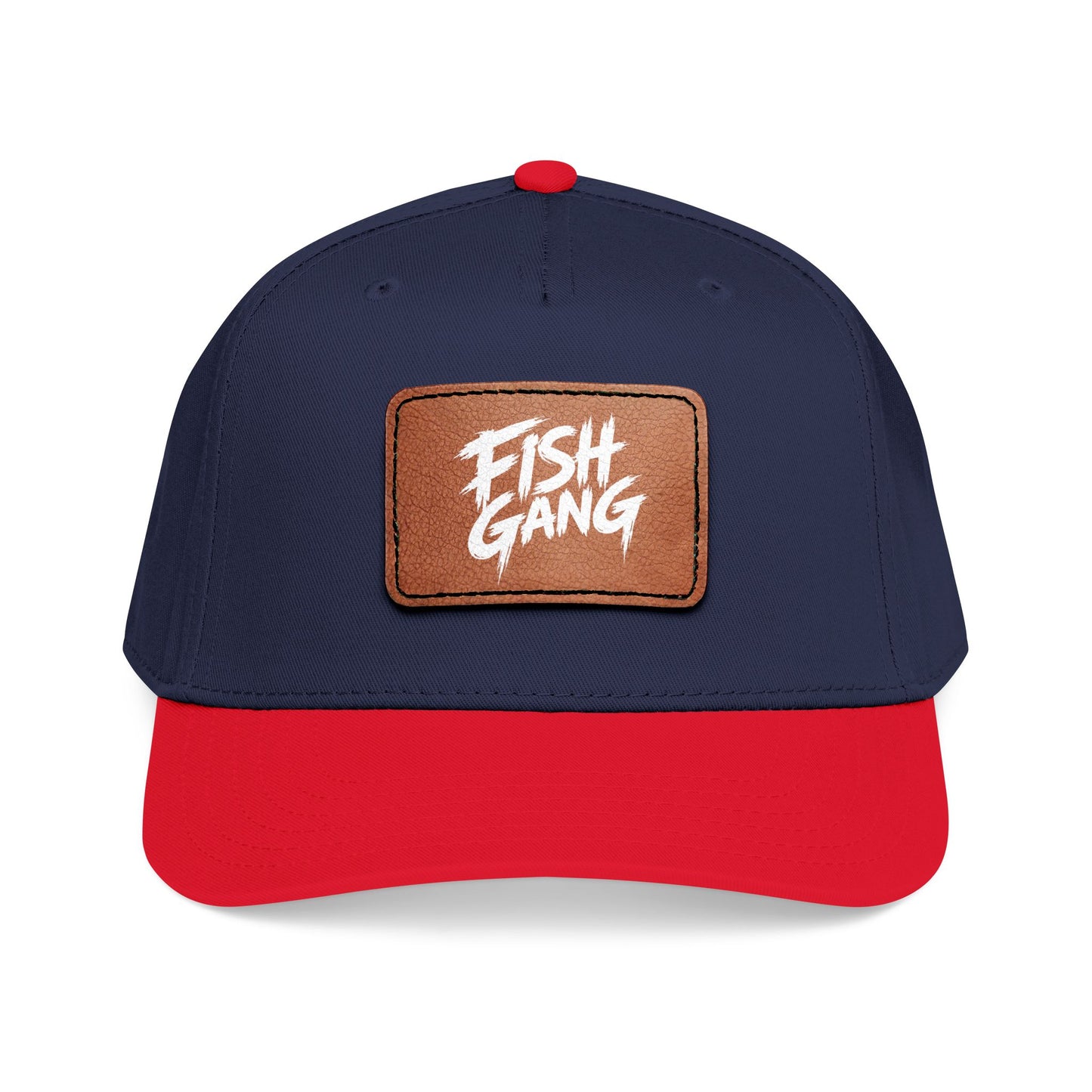 Mid Profile Baseball Cap with Leather Patch (Fish Gang)
