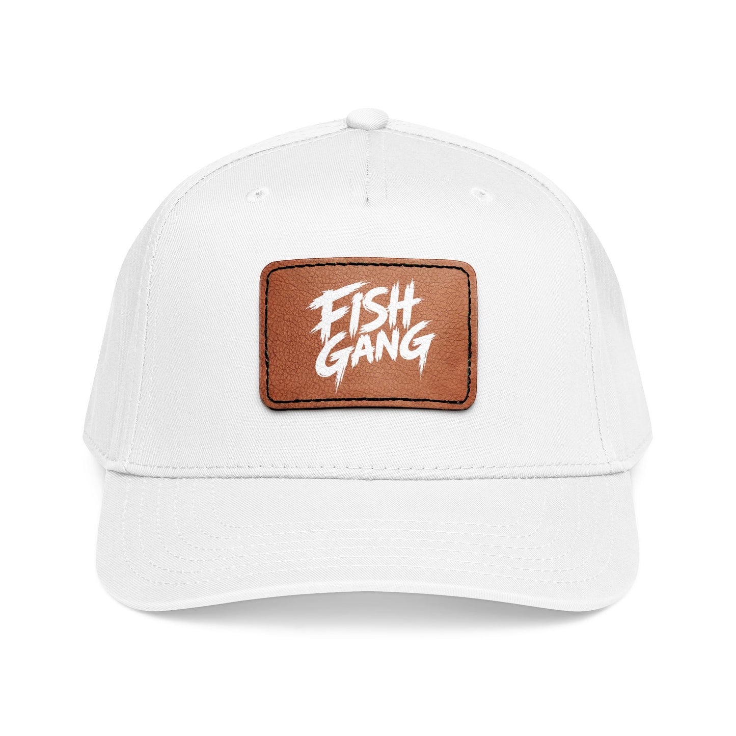 Mid Profile Baseball Cap with Leather Patch (Fish Gang)