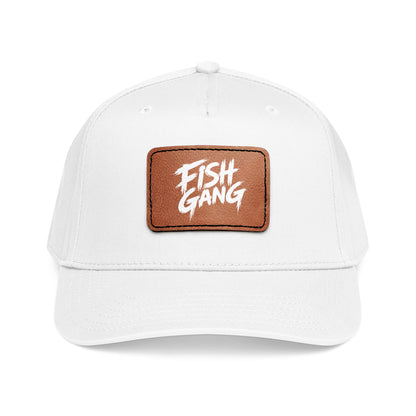 Mid Profile Baseball Cap with Leather Patch (Fish Gang)