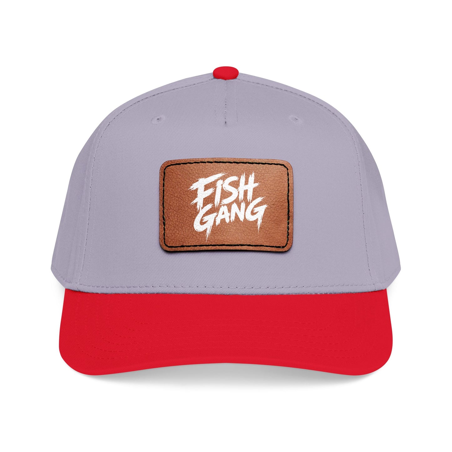 Mid Profile Baseball Cap with Leather Patch (Fish Gang)