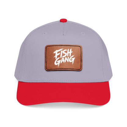 Mid Profile Baseball Cap with Leather Patch (Fish Gang)