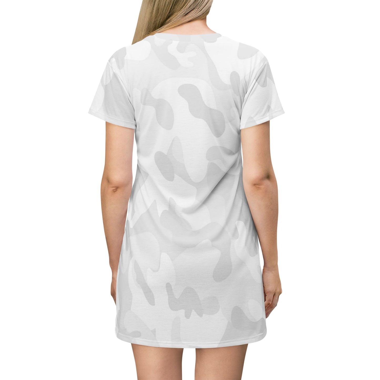 Fish Gang Logo T-Shirt Dress | White Camouflage All-Over Print