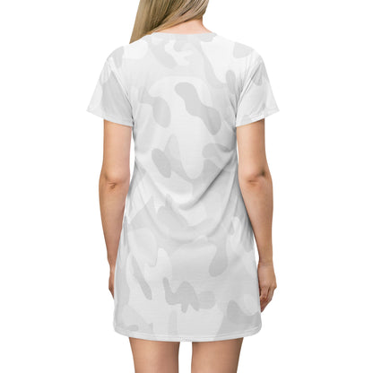 Fish Gang Logo T-Shirt Dress | White Camouflage All-Over Print