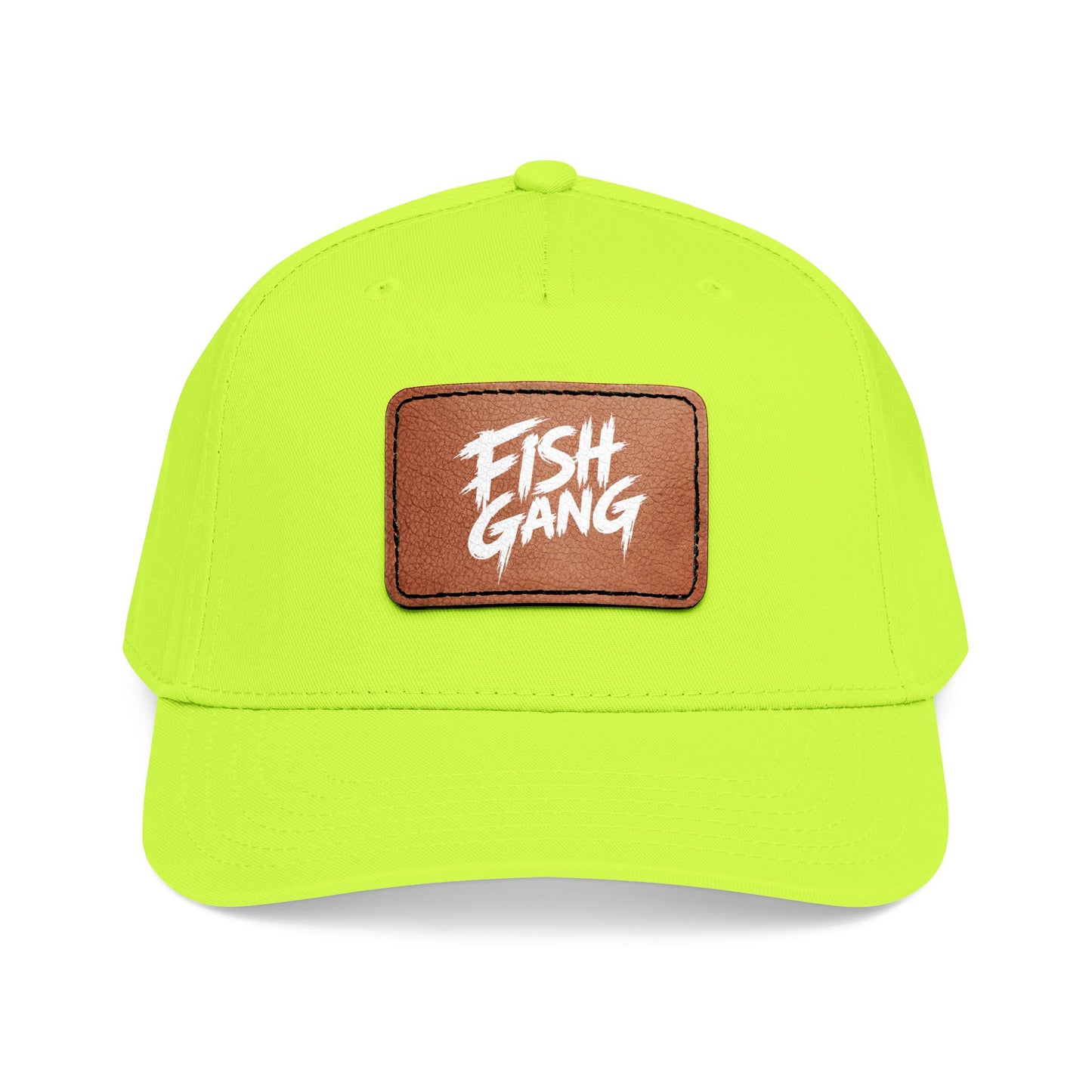 Mid Profile Baseball Cap with Leather Patch (Fish Gang)