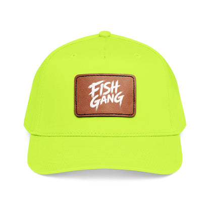 Mid Profile Baseball Cap with Leather Patch (Fish Gang)