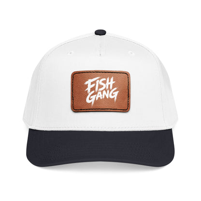 Mid Profile Baseball Cap with Leather Patch (Fish Gang)