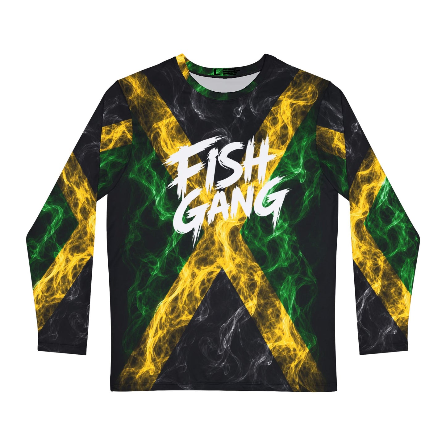 Men's Long Sleeve Shirt | Fish Gang | Jamaican Flag | 100% Polyester