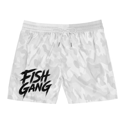 Men's Mid-Length Swim Shorts | Fish Gang | White Camo