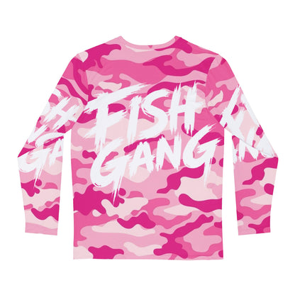 Men's Long Sleeve Shirt | Fish Gang | Pink Camo | 100% Polyester