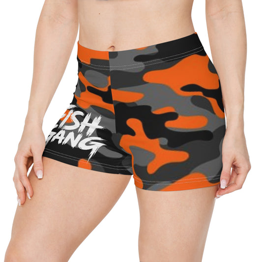 Orange Camo | Fish Gang | Women's Shorts | Swim/Activewear