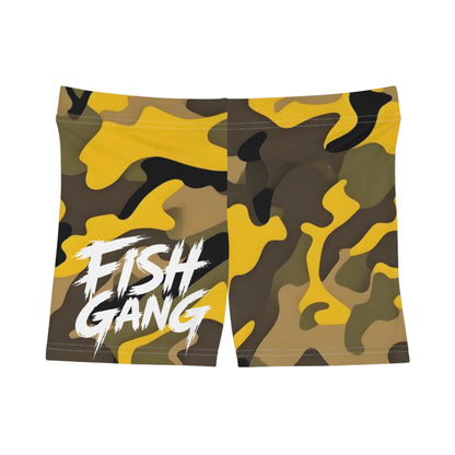 Yellow Camo | Fish Gang | Women's Shorts | Swim/Activewear