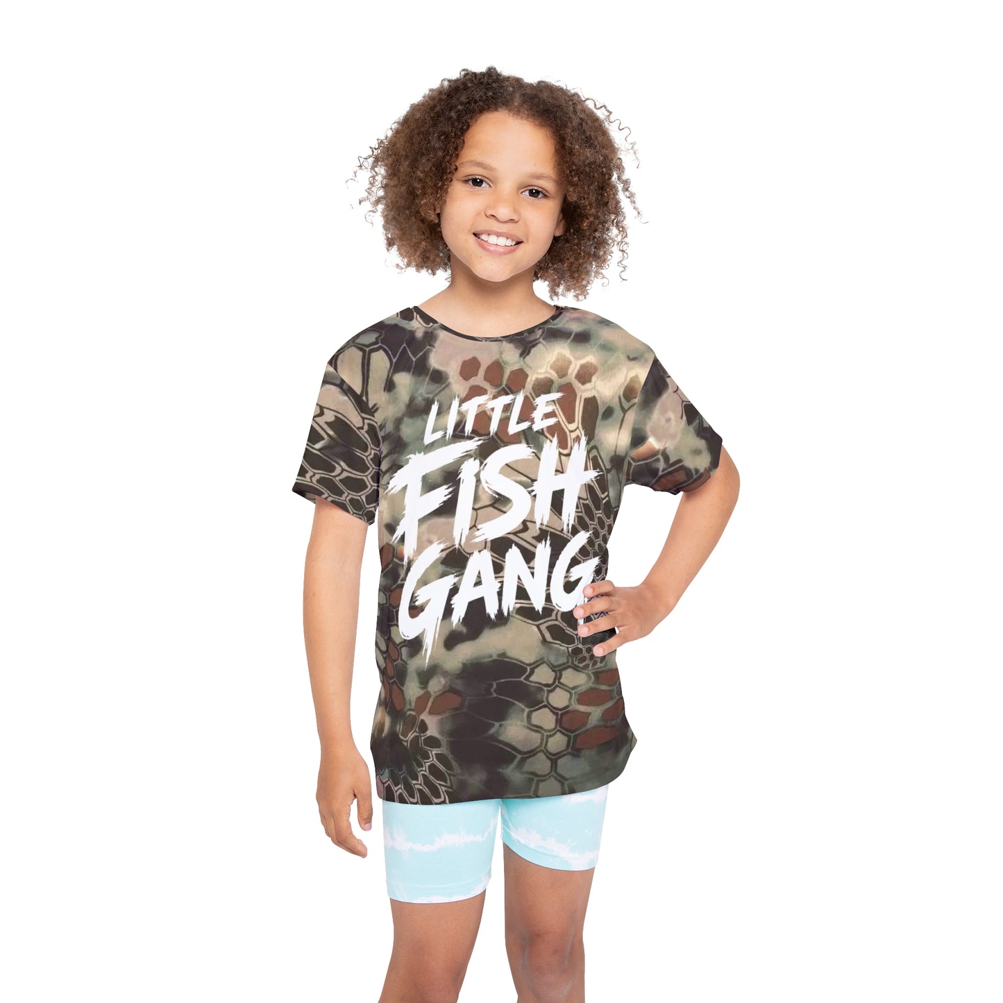 Kids Long Sleeve 100% Polyester Shirt | Little Fish Gang | Kryptek Camo