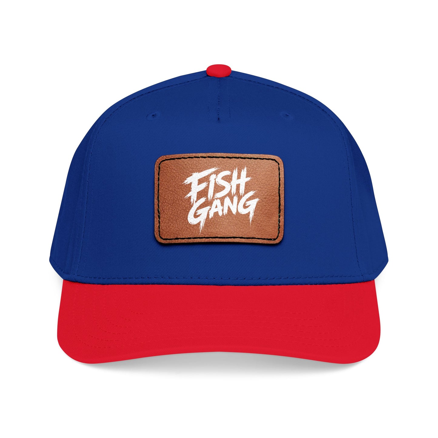 Mid Profile Baseball Cap with Leather Patch (Fish Gang)