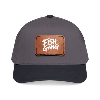 Mid Profile Baseball Cap with Leather Patch (Fish Gang)