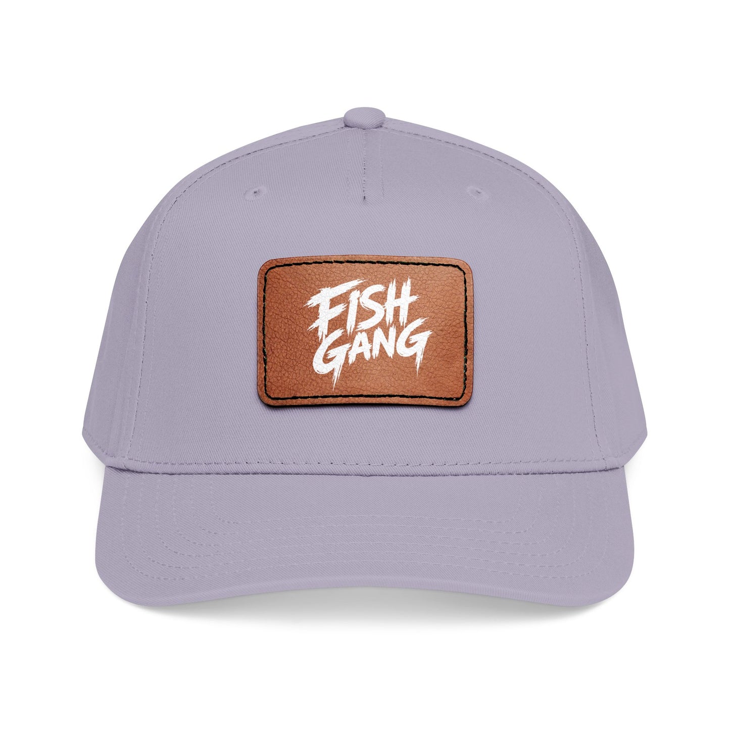 Mid Profile Baseball Cap with Leather Patch (Fish Gang)