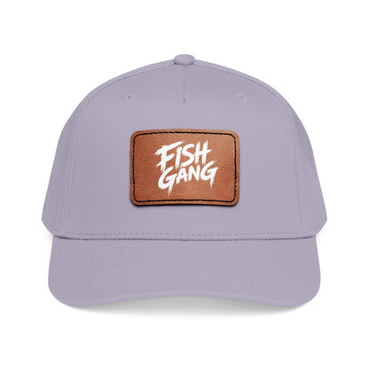Mid Profile Baseball Cap with Leather Patch (Fish Gang)