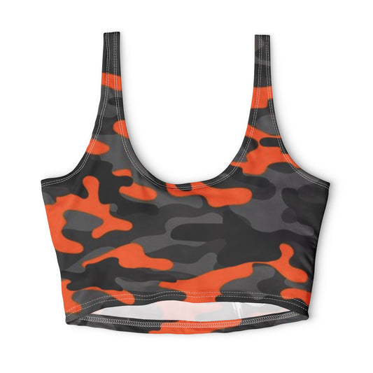 Fish Gang Orange Camo Sports Bra | 100% Polyester