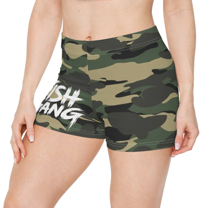 Green Camo "Fish Gang" Women's Shorts — Stretch Swim/Active