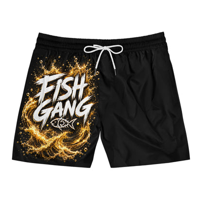 Men's Mid-Length Swim Shorts | Fish Gang | Gold Design