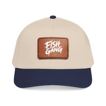 Mid Profile Baseball Cap with Leather Patch (Fish Gang)