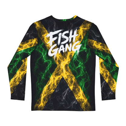 Men's Long Sleeve Shirt | Fish Gang | Jamaican Flag | 100% Polyester
