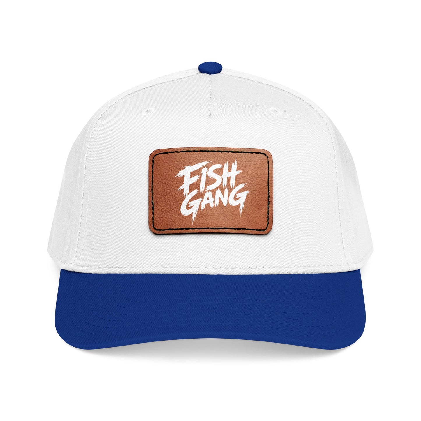 Mid Profile Baseball Cap with Leather Patch (Fish Gang)