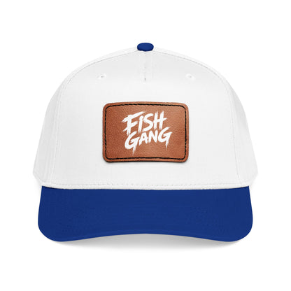 Mid Profile Baseball Cap with Leather Patch (Fish Gang)