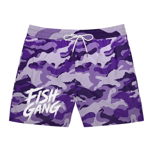 Men's Mid-Length Swim Shorts | Fish Gang | Purple Camo