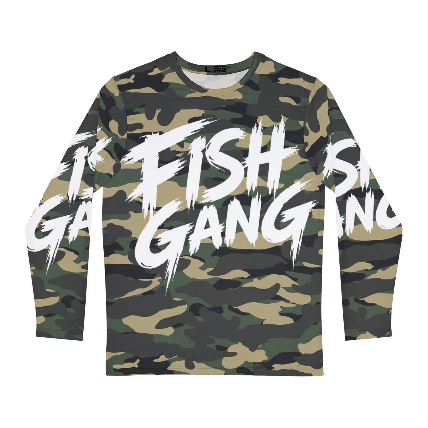 Fish Gang | Long Sleeve Shirt 100% Polyester | Green Camo