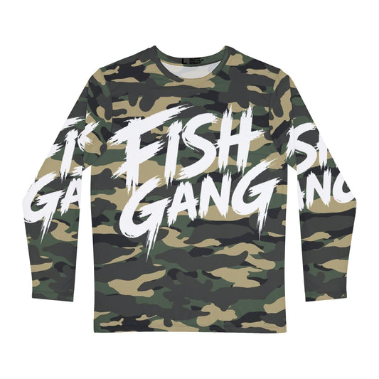 Fish Gang | Long Sleeve Shirt 100% Polyester | Green Camo