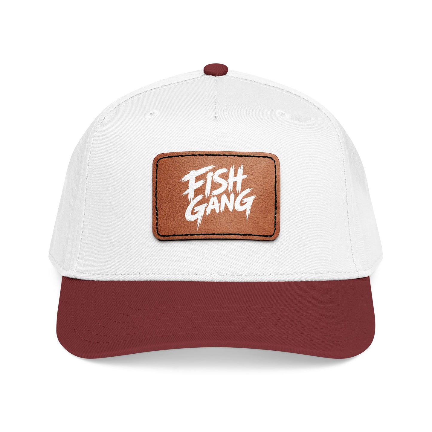 Mid Profile Baseball Cap with Leather Patch (Fish Gang)
