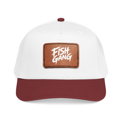Mid Profile Baseball Cap with Leather Patch (Fish Gang)