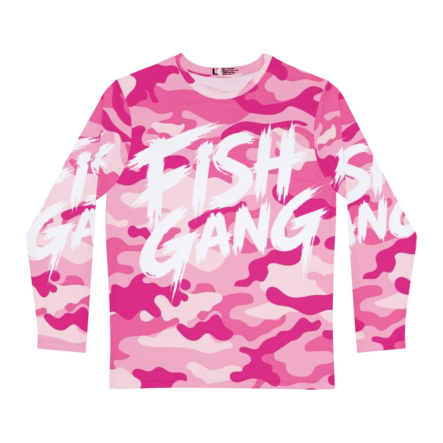 Men's Long Sleeve Shirt | Fish Gang | Pink Camo | 100% Polyester