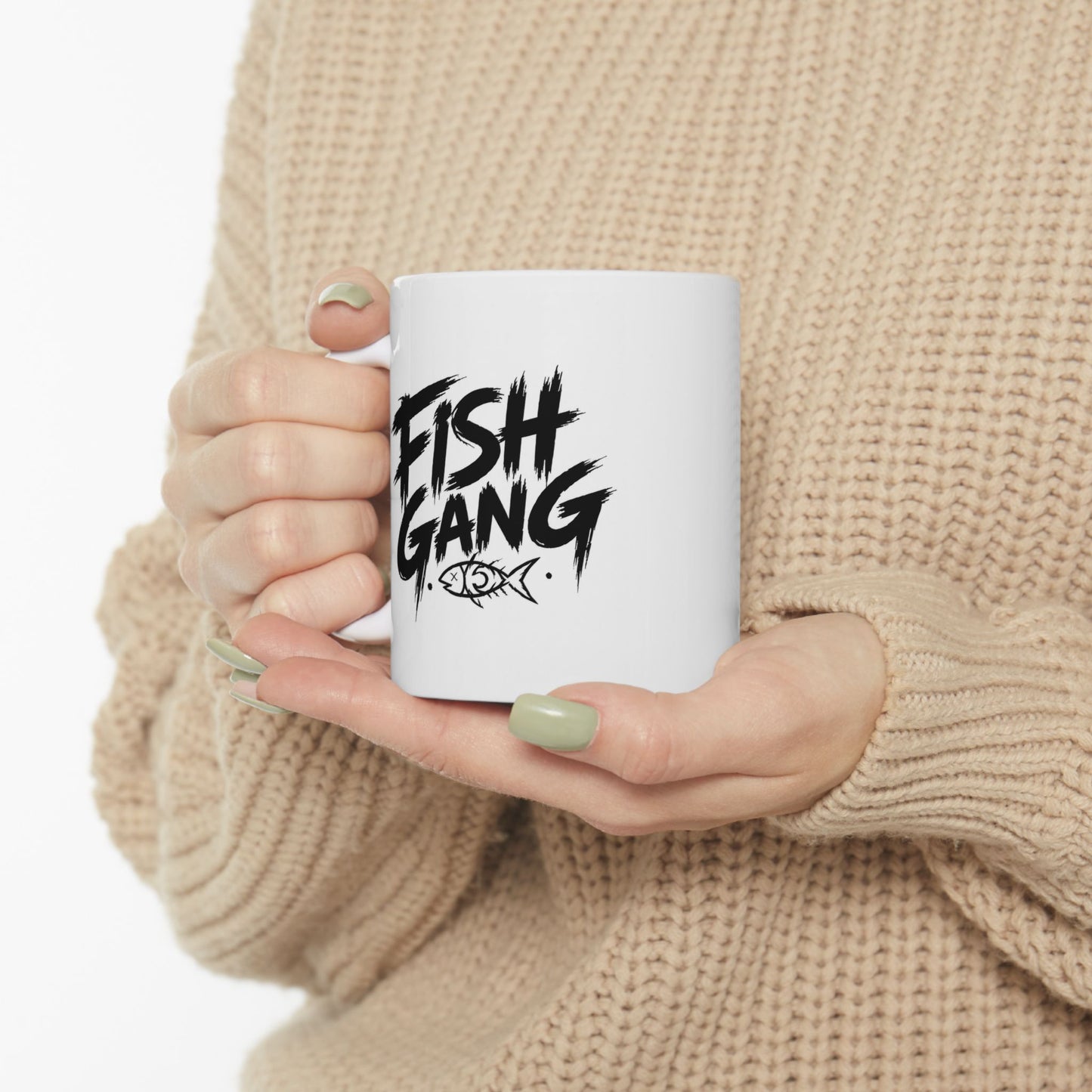 Ceramic Mug - 'Fight Gang' Bold Brush Script Coffee Cup (11oz, 15oz)