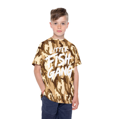 Kids Long Sleeve 100 % Polyester Shirt | Little Fish Gang | Desert Camo