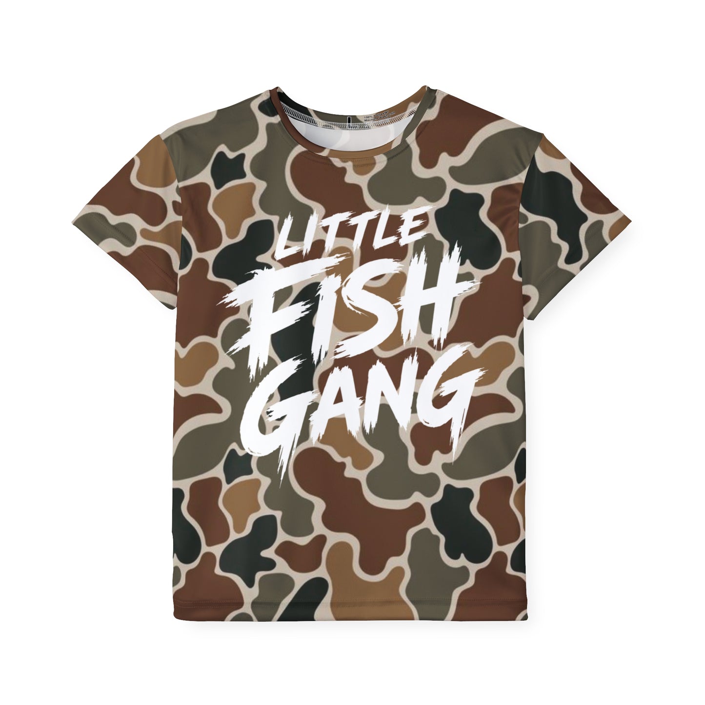 Kids Long Sleeve 100% Polyester Shirt | Little Fish Gang | Duck Camo