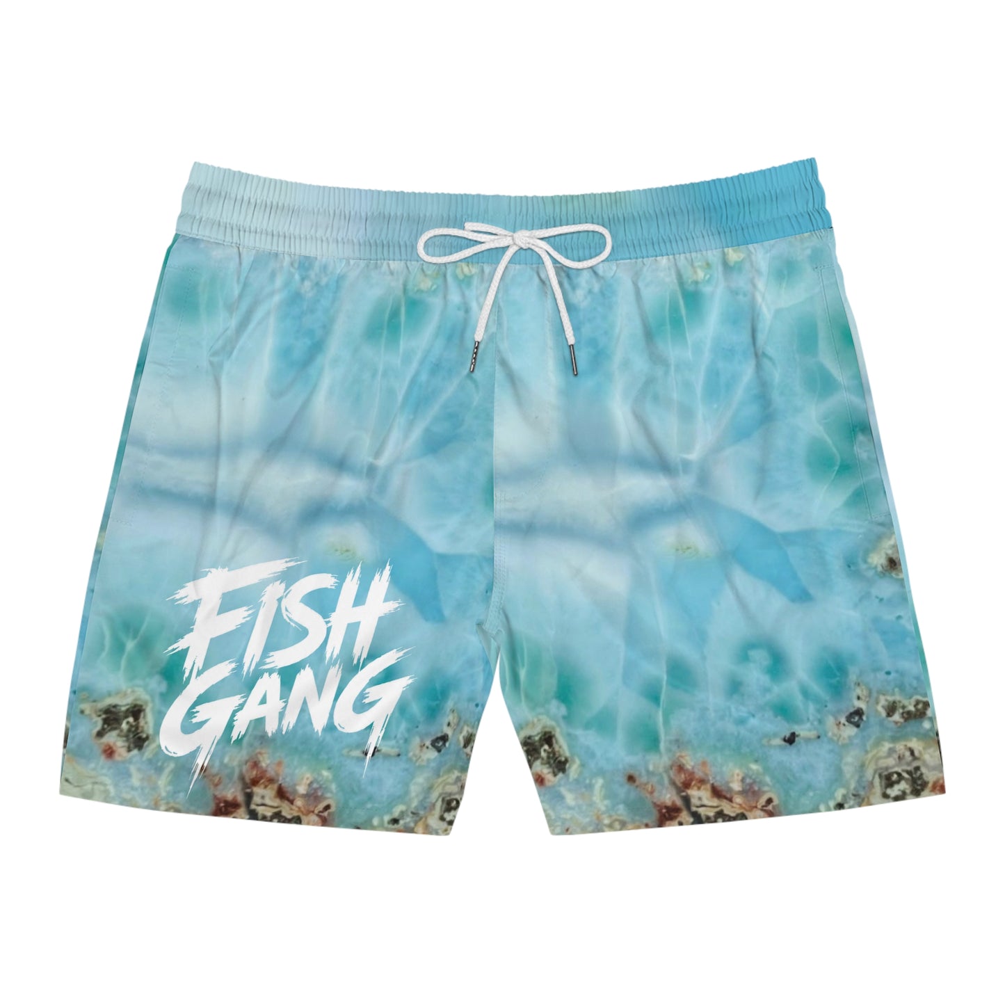 Men's Mid-Length Swim Shorts | Fish Gang | Larimar Stone Design
