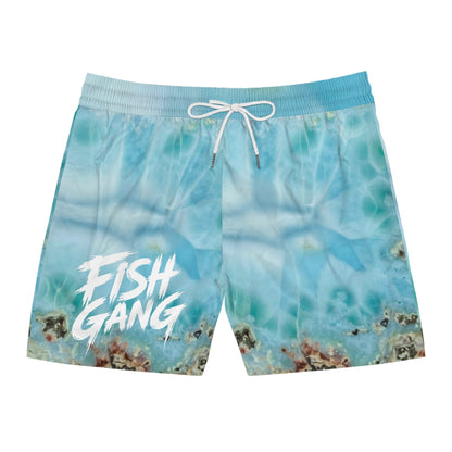 Men's Mid-Length Swim Shorts | Fish Gang | Larimar Stone Design