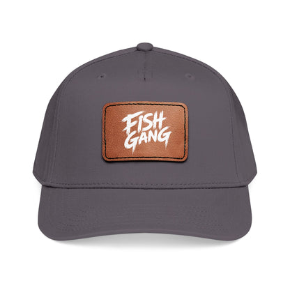 Mid Profile Baseball Cap with Leather Patch (Fish Gang)